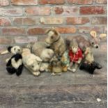 Quantity of antique and vintage animal related teddys to include kangaroo, tiger and crocodile