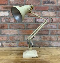 Herbert Terry cream coloured model 1227 anglepoise table lamp with square step base, H 50cm