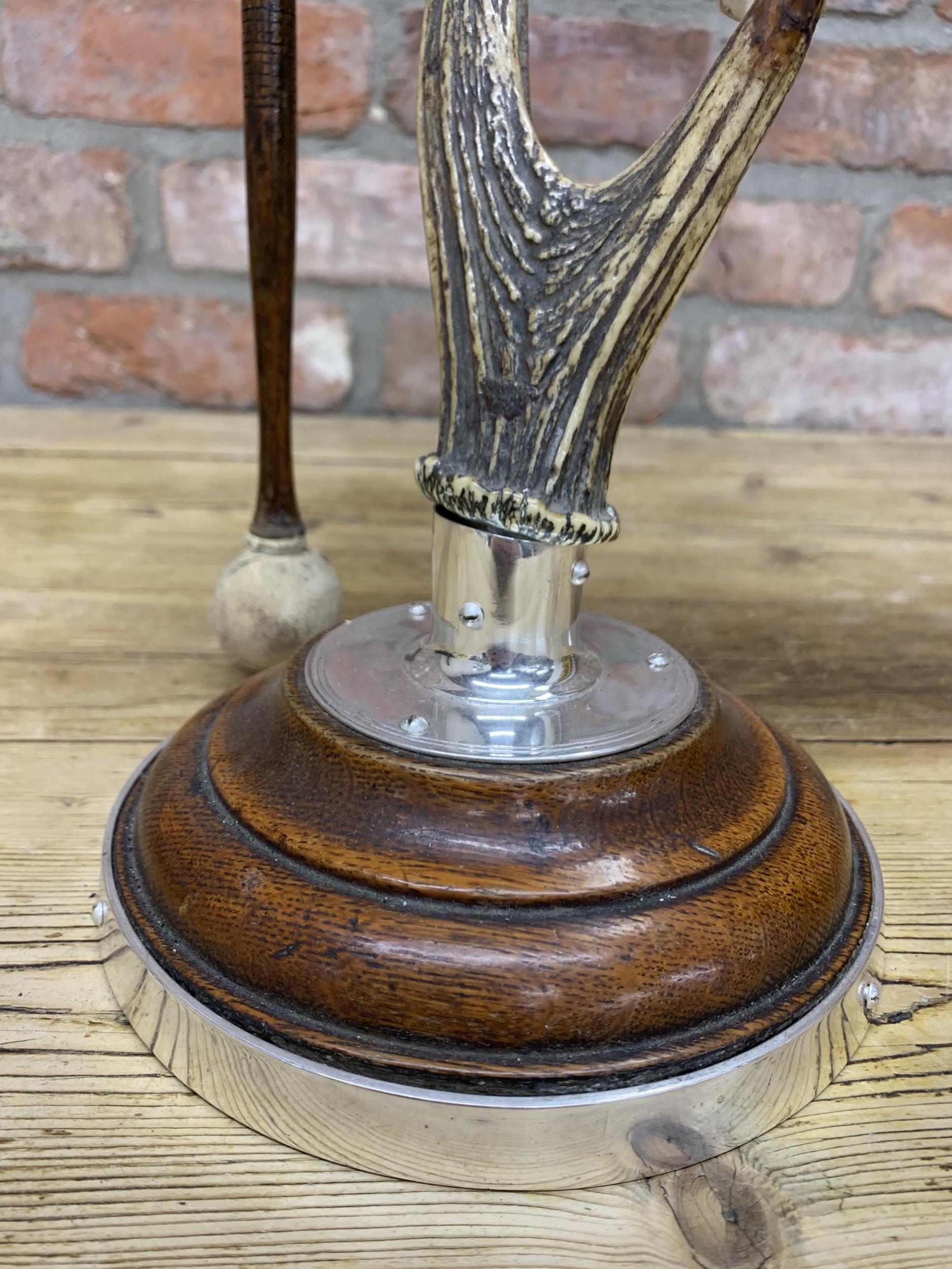 Stylised antler and silver plated gong, with hammer, 44cm high - Image 3 of 3