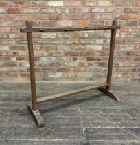 Provincial 19th century stained pine boot rack, H 100cm x W 120cm
