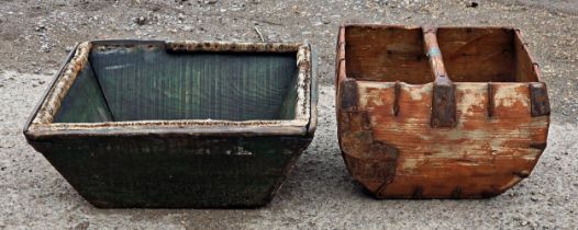 Two antique wooden trugs (2)