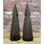 Pair of Early 20th century cast iron explosive whale harpoon heads, 44cm long (2)