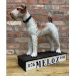 Advertising - Spratts and Mellox dog food Irish Terrier resin figure atop wooden base, H 55cm x W