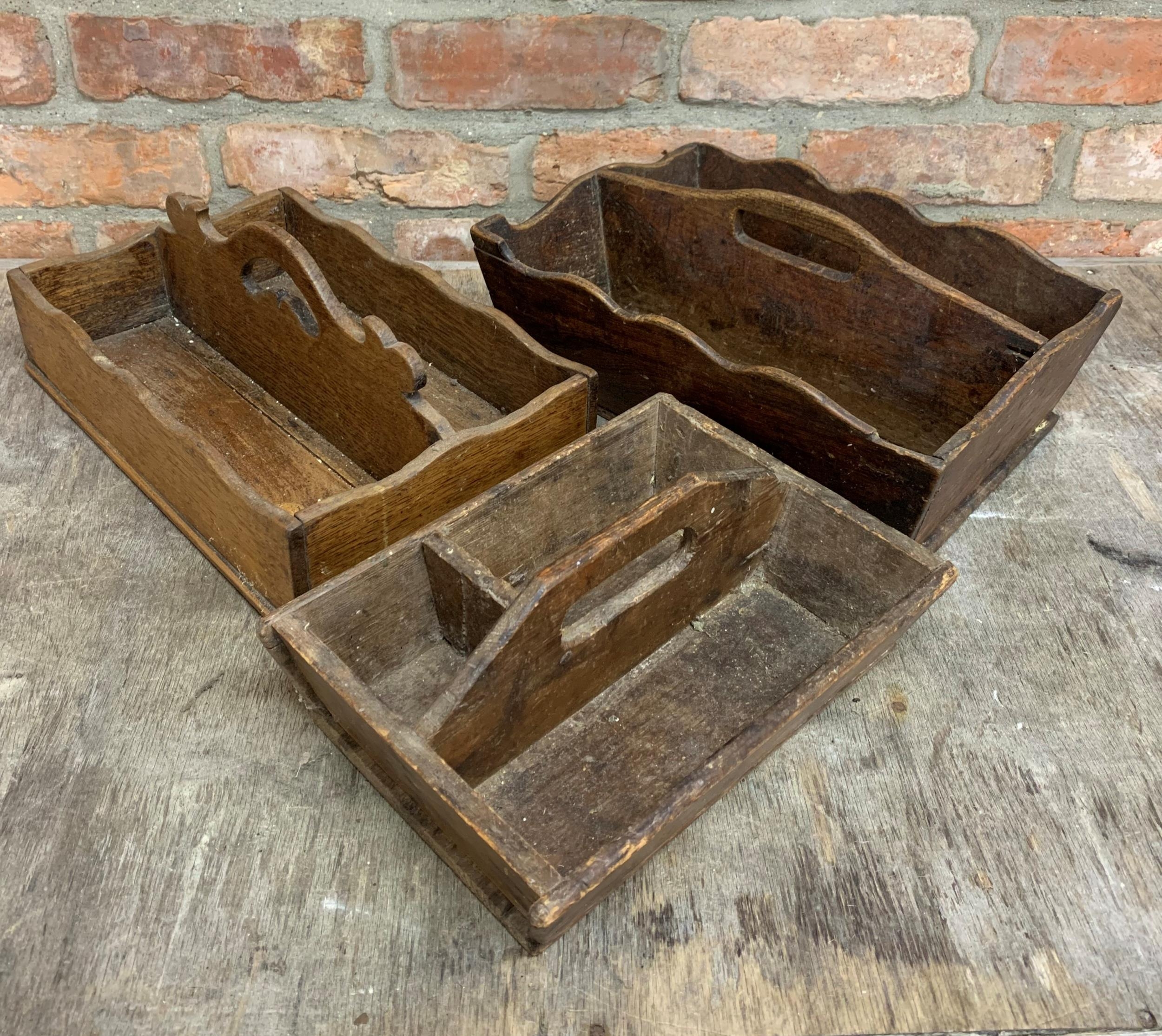 Three Victorian wood cutlery trays (3)