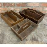 Three Victorian wood cutlery trays (3)