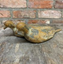 Pair of vintage Folk Art rubber pigeon decoys, L 34cm (2)