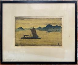 Charles William Bartlett (1860-1940) - 'The Yellow River, China, signed, limited 52/75 woodcut, 18 x