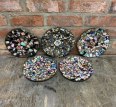 5 Folk Art ceramic mosaic plates, D 22cm