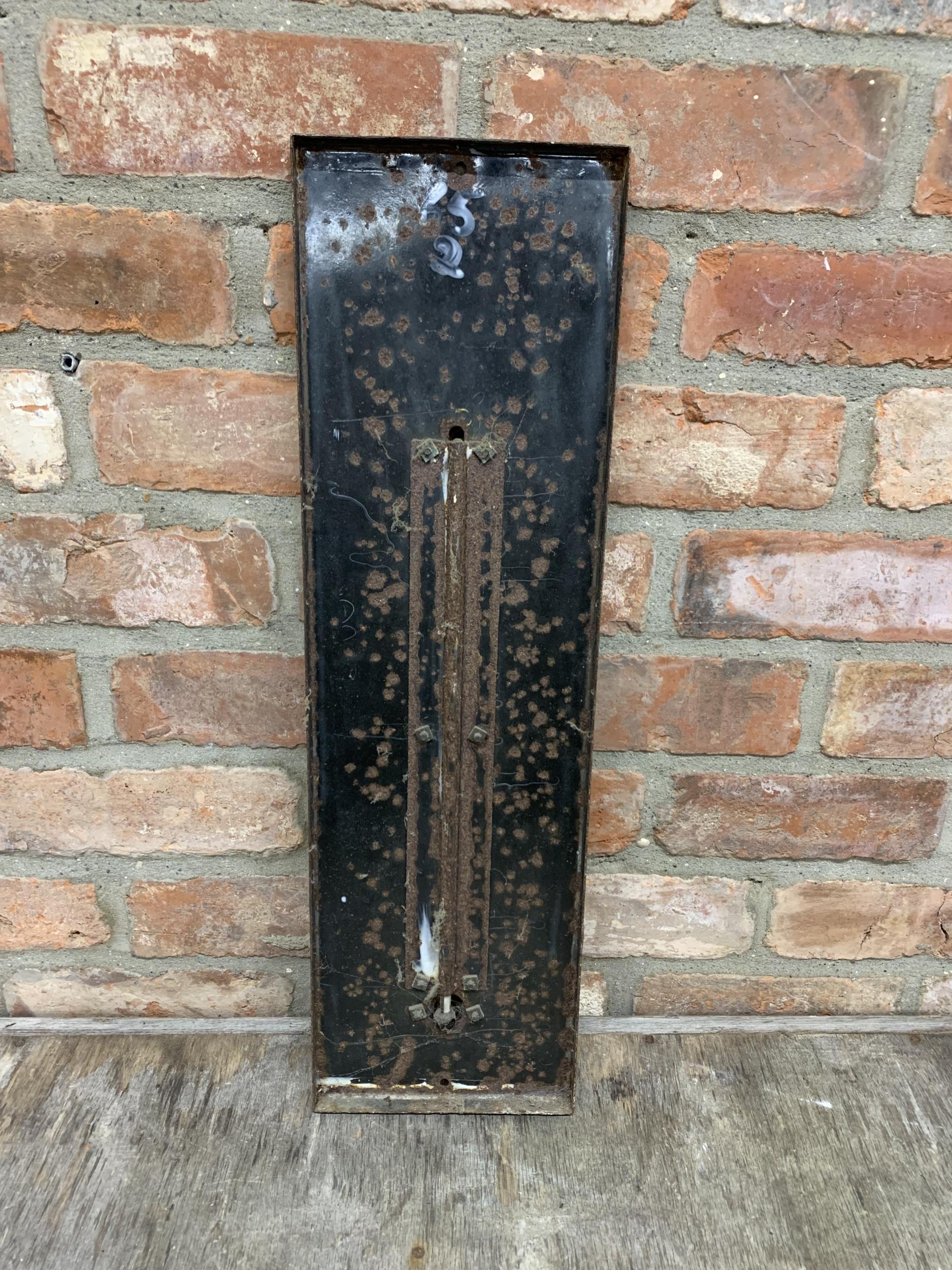 Nosegay tobacco black and yellow enamel advertising sign with thermometer, H 61cm - Image 3 of 3