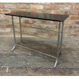 Art Deco side table, chrome base and ebonised top, H 53cm x W 71cm