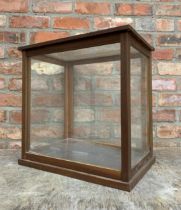 Vintage mahogany table top glass display cabinet, shelf interior, 49 x 49cm