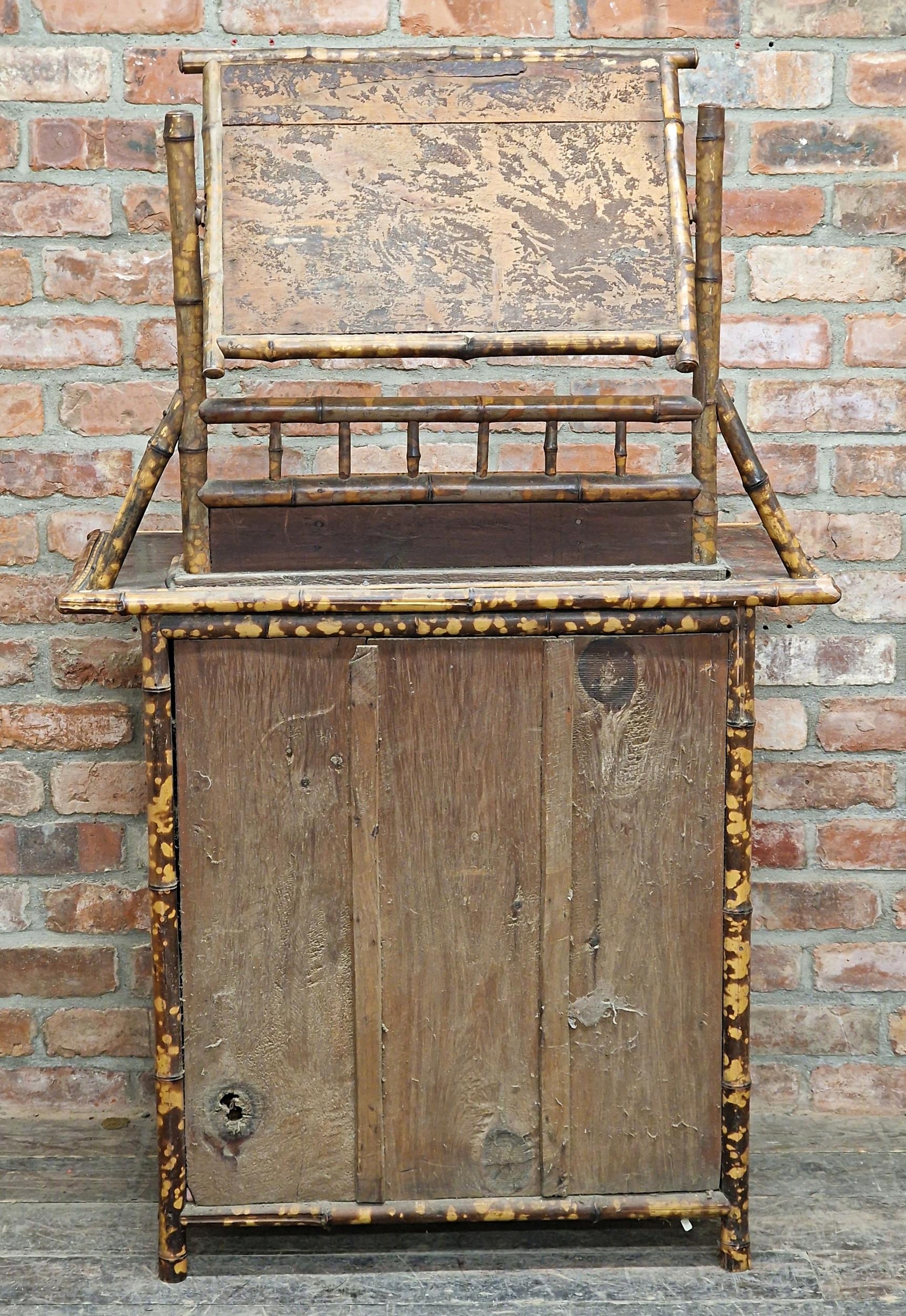 Victorian Aesthetic Movement bamboo and rattan dressing chest with mirror back raised over one short - Image 4 of 4