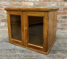 19th century satin walnut table top display cabinet, the twin glazed doors enclosing a shelved