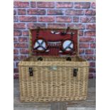 Impressive wicker picnic hamper with leather handle and buckle finish, fitted interior to include