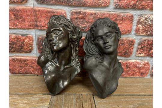 Pair of cast resin wall plaques, candles holders in the shape of an attractive woman - Image 1 of 3