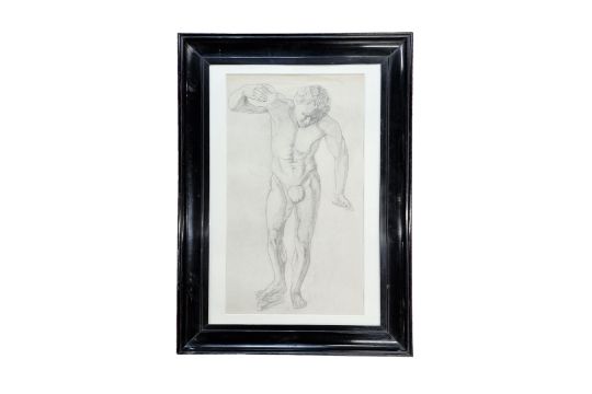 Early 20th Century school - classical standing nude, unsigned, pencil, 50 x 28cm, framed - Image 1 of 3