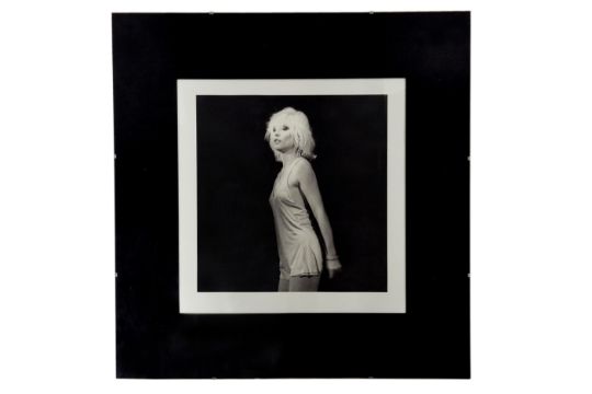 Blondie - Debbie Harry portrait, black and white photograph, 27 x 27cm, framed