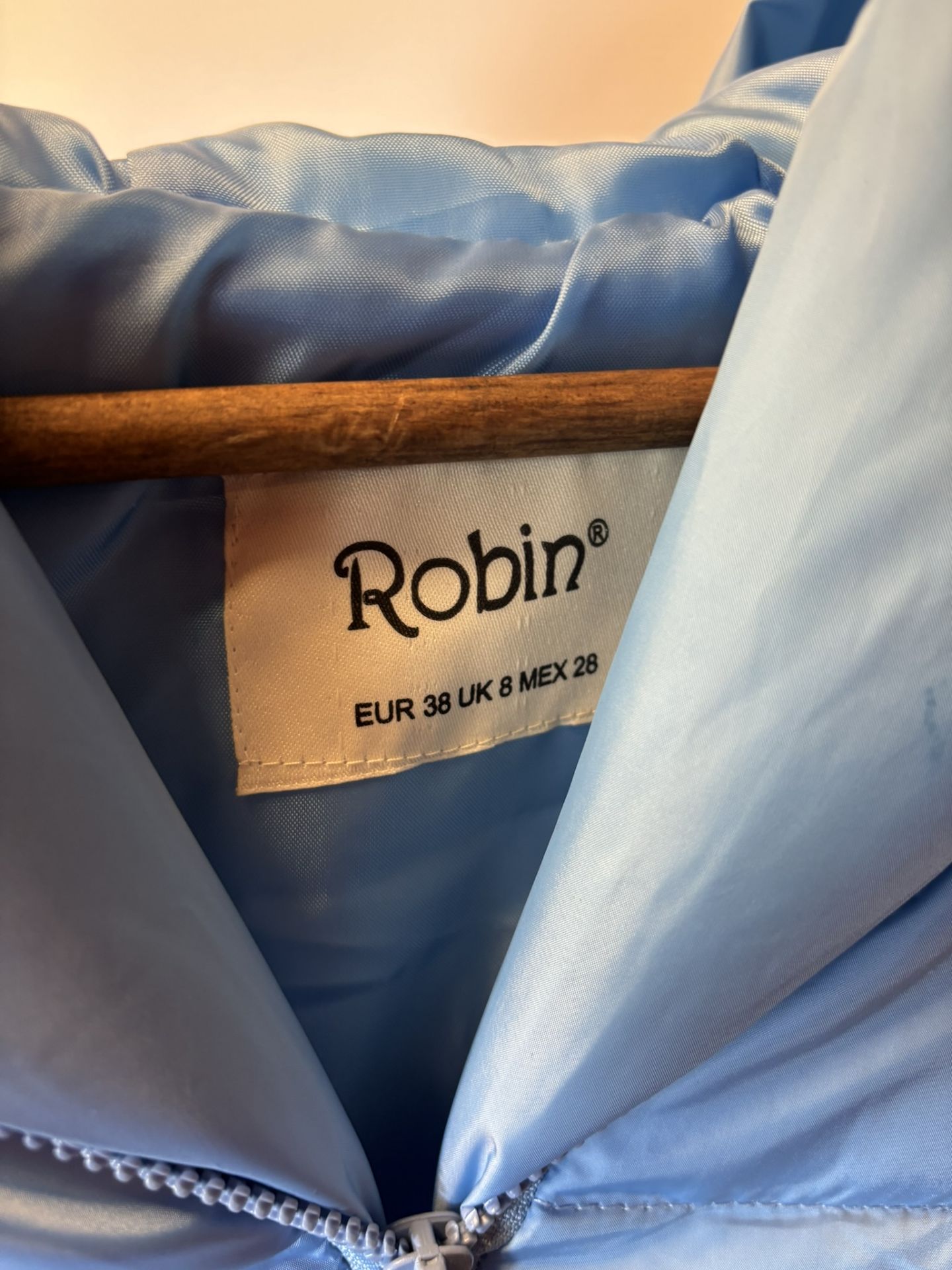 Robin Medium Light Blue Short Vest With Hood, size UK8/EUR 38 - Image 3 of 6