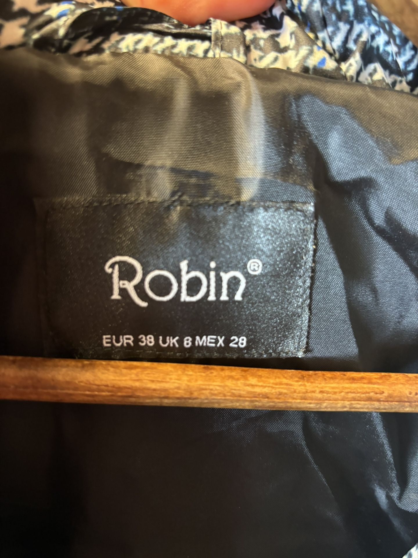 Robin Medium Check Coat In Denim Blue, Size UK 8/EUR 38 - Image 4 of 6