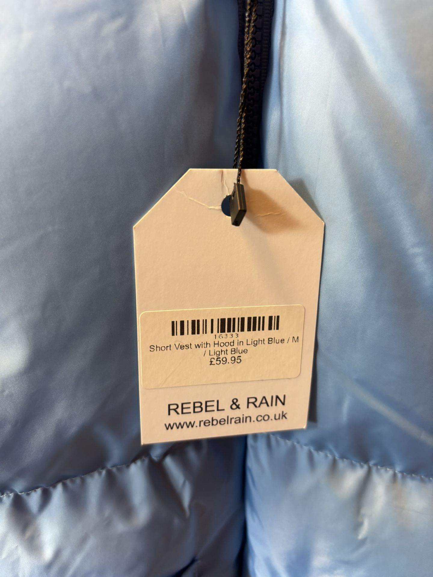 Robin Medium Light Blue Short Vest With Hood, size UK8/EUR 38 - Image 6 of 6