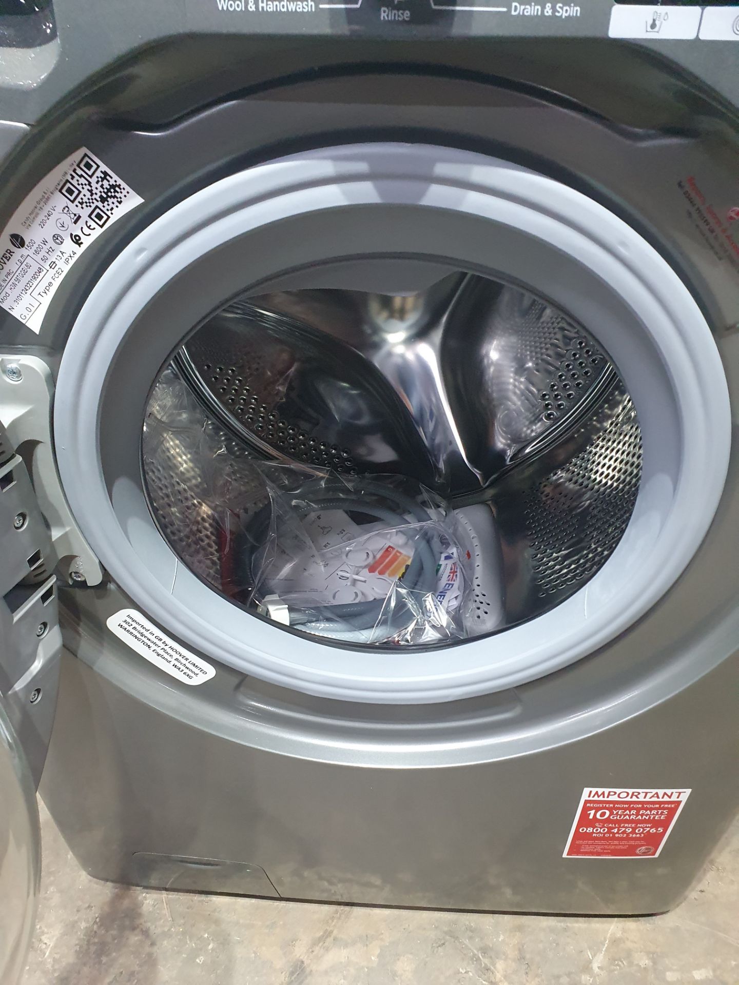 Ex-Display Hoover H3W58TGGE/-80 8kg 1500rpm Washing Machine - Graphite - Bild 5 aus 9