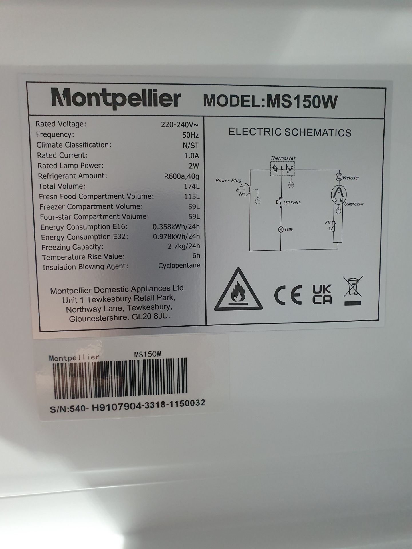 Ex-Display Montpellier MS150W Low Frost Fridge Freezer in White - Image 8 of 12