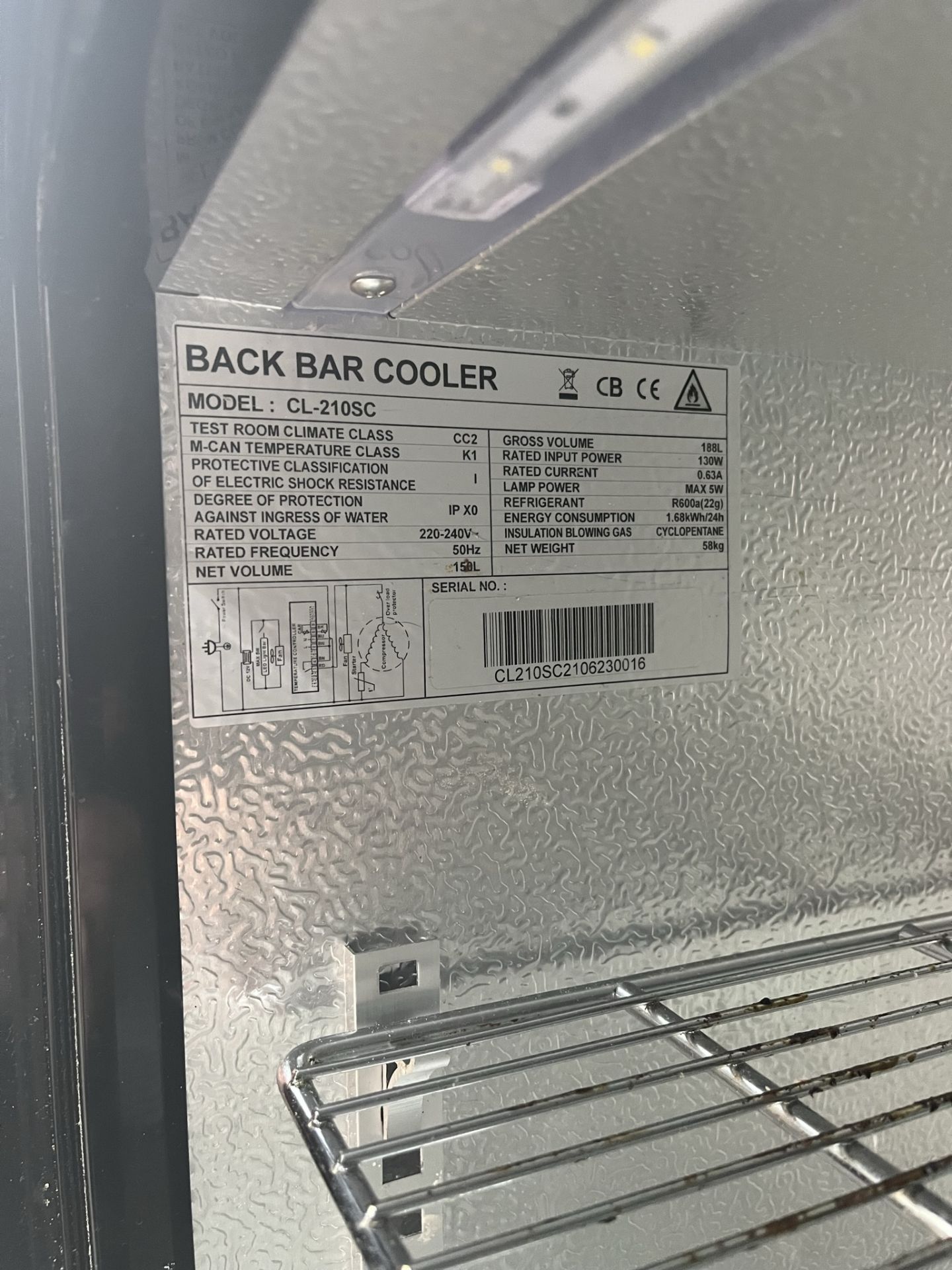 Gastro Line CL-210SC Black 188L Back Bar Double Door Cooler - Image 5 of 16