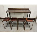 High Wooden Table With 4 High Chairs