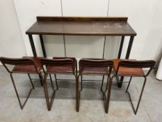 High Wooden Table With 4 High Chairs