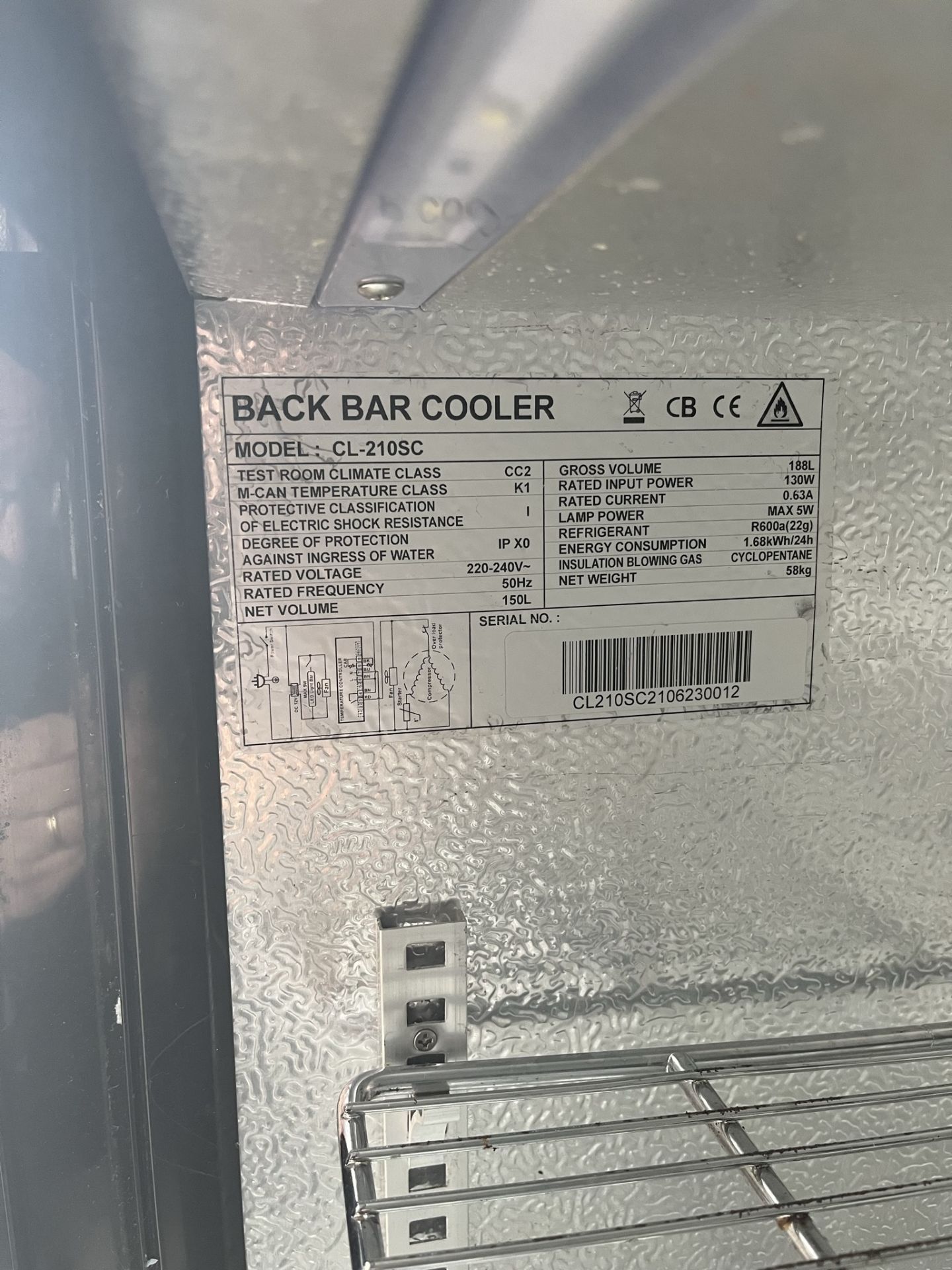 Gastro Line CL-210SC Black 188L Back Bar Double Door Cooler - Image 13 of 16