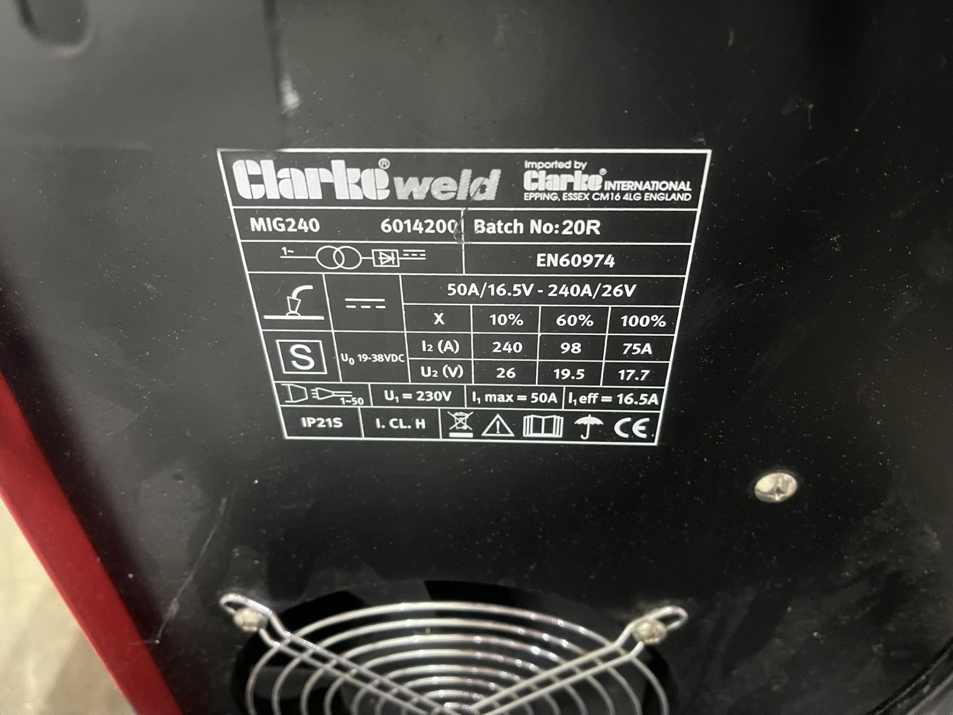 Clarke MIG240 Gas/No Gas Dual Purpose MIG Welder - Bild 8 aus 8