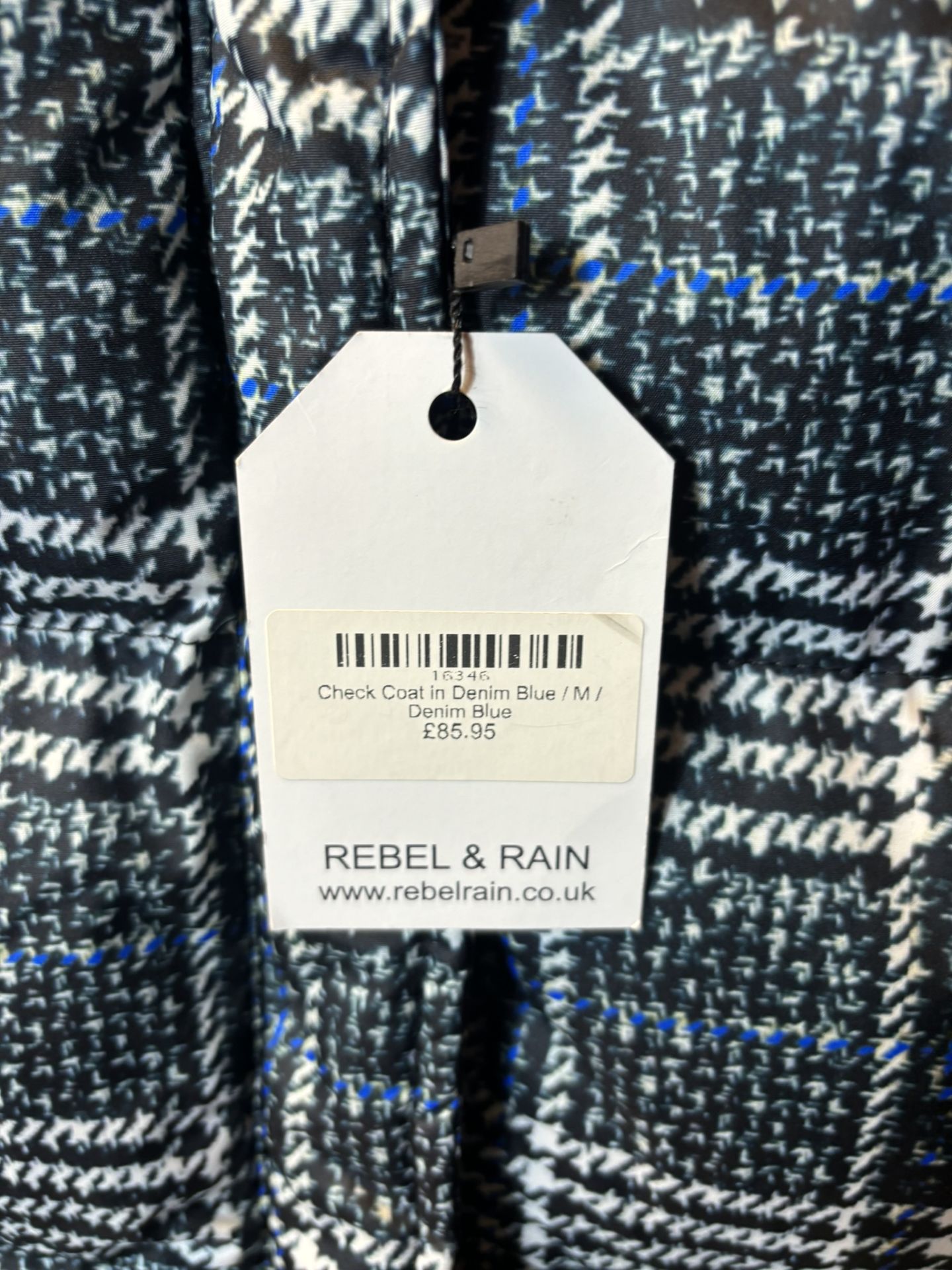 Robin Medium Check Coat In Denim Blue, Size UK 8/EUR 38 - Image 6 of 6