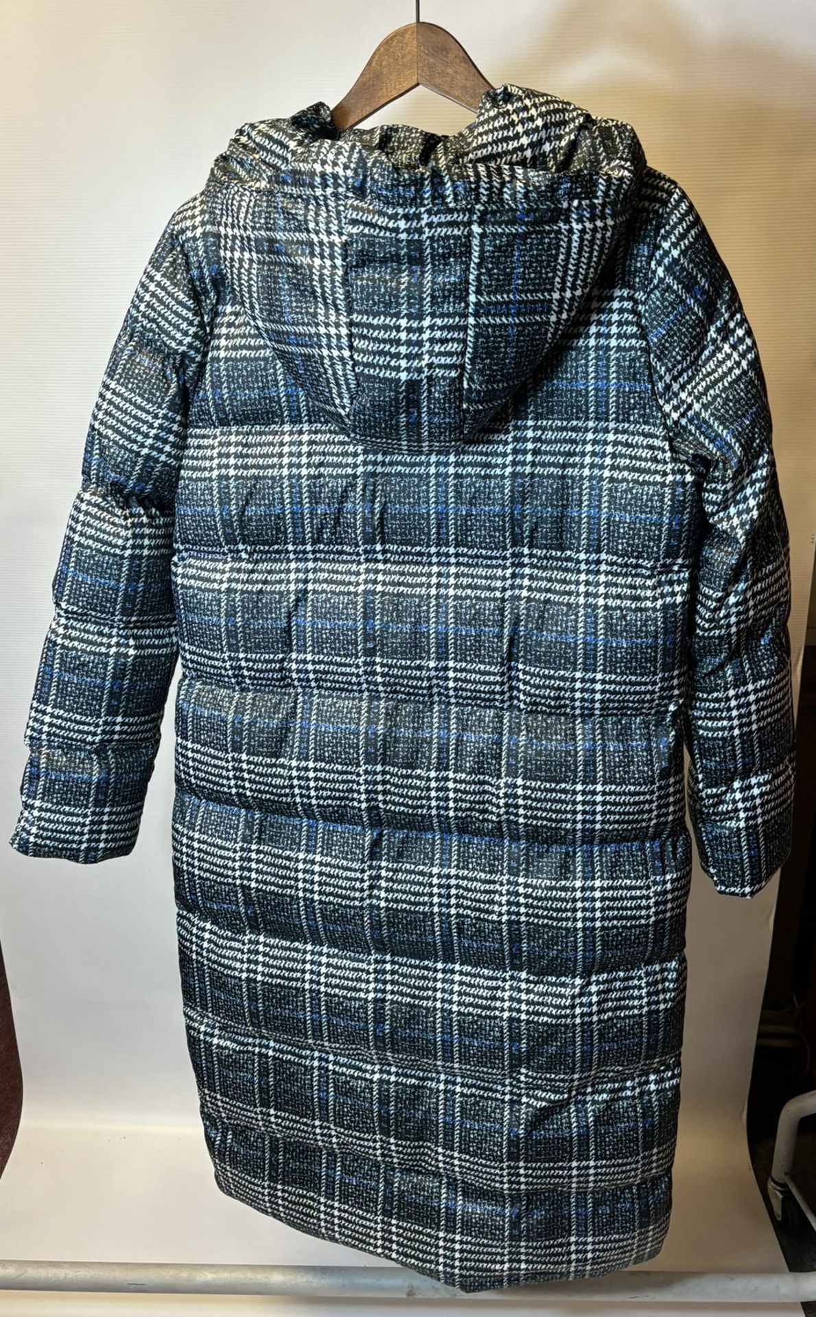 Robin Medium Check Coat In Denim Blue, Size UK 8/EUR 38 - Image 3 of 6