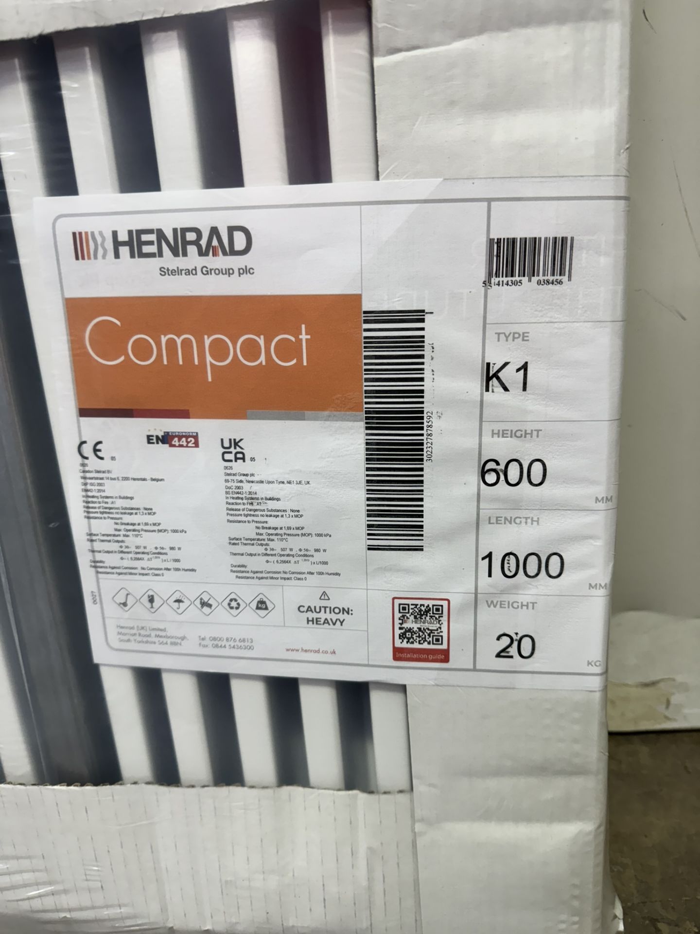 Henrad 600x1000 Compact Type K1 Single Convector Radiator - Image 2 of 2