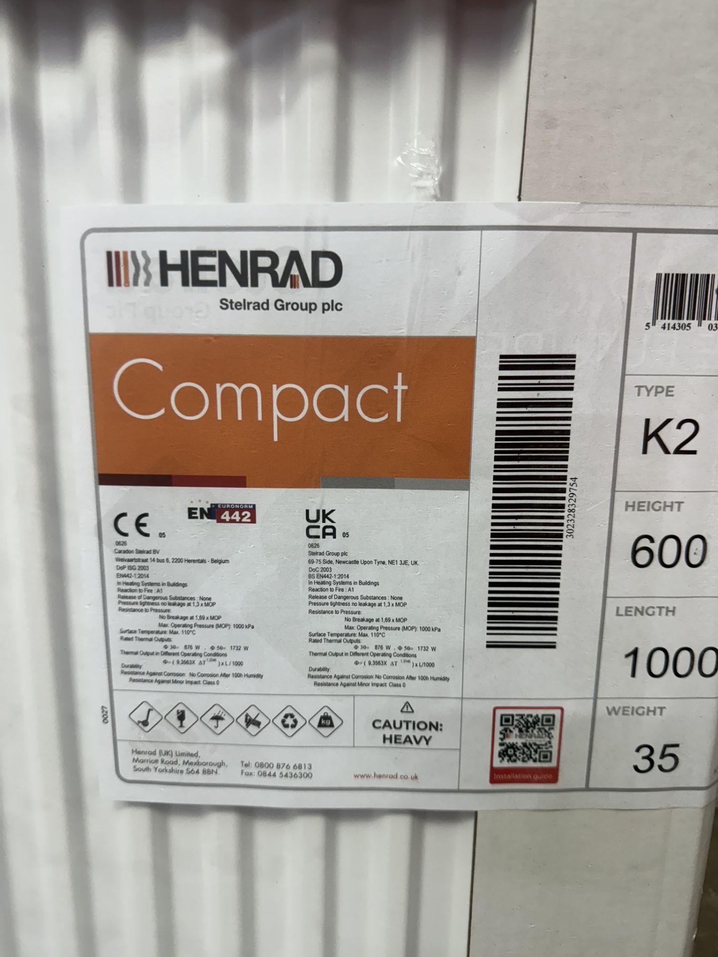 Henrad 600 x1000 Compact Type 22 Double Convector Radiator - Bild 3 aus 5