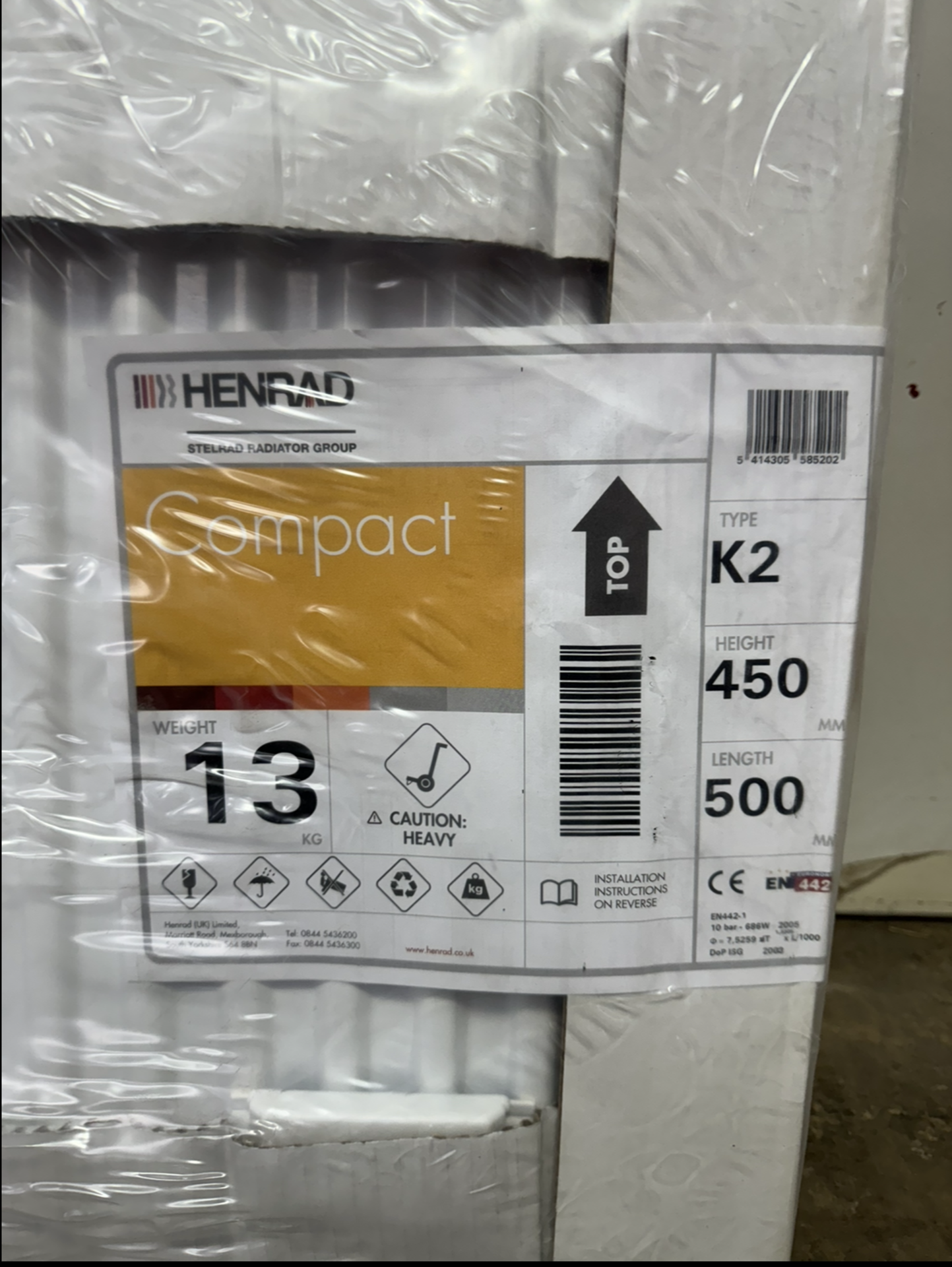 Henrad 450x500 Compact Type 11 Single Panel Convector Radiator - Bild 2 aus 2