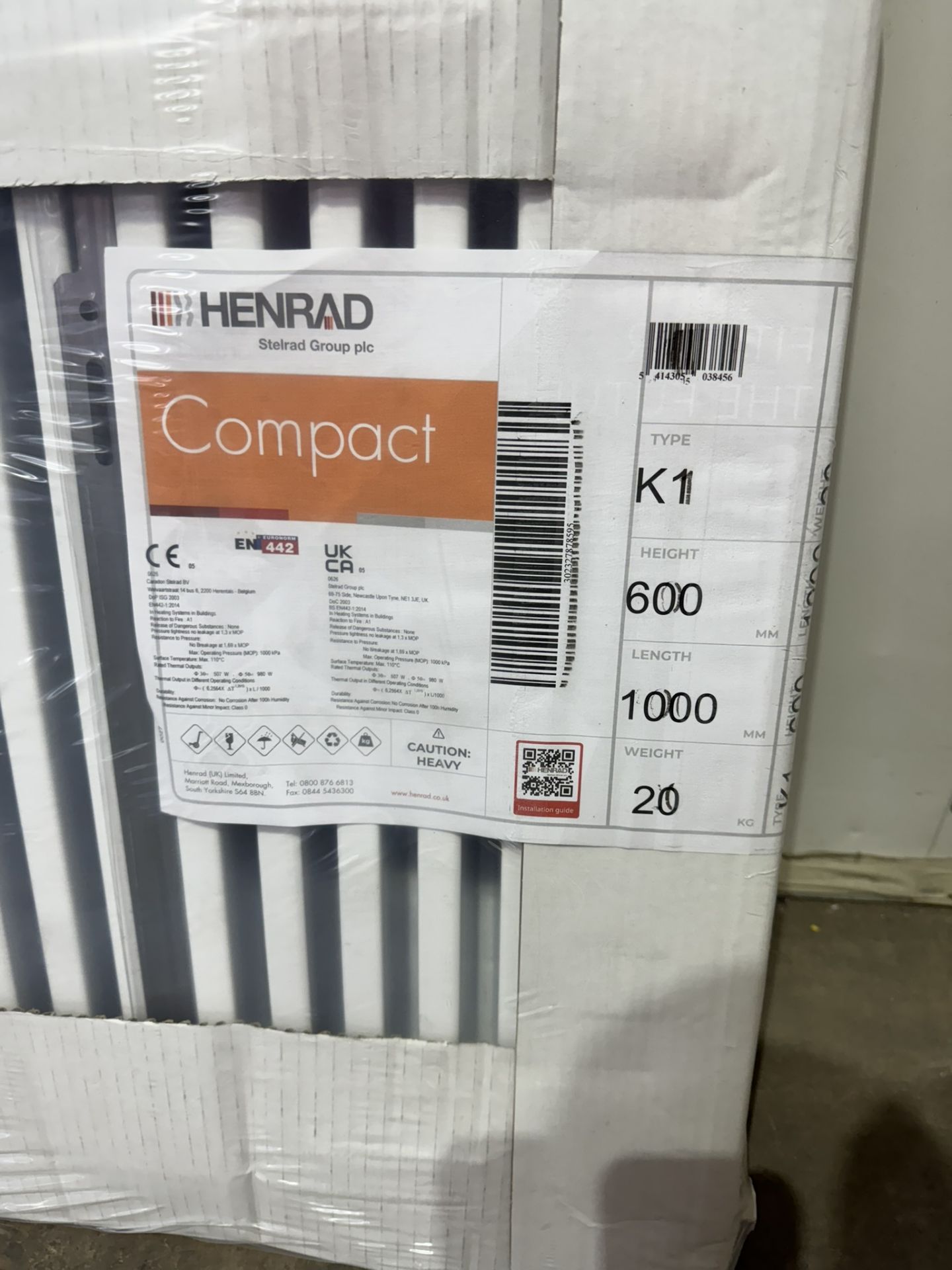 Henrad 600x1100 Compact Type 21 Double Panel Single Convector Radiator - Bild 2 aus 3