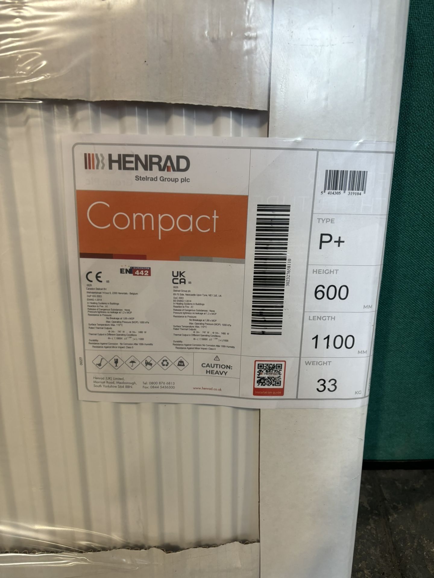 Henrad Compact 600x1100 Type 21 Double Panel Plus Single Convector Radiator - Bild 2 aus 2