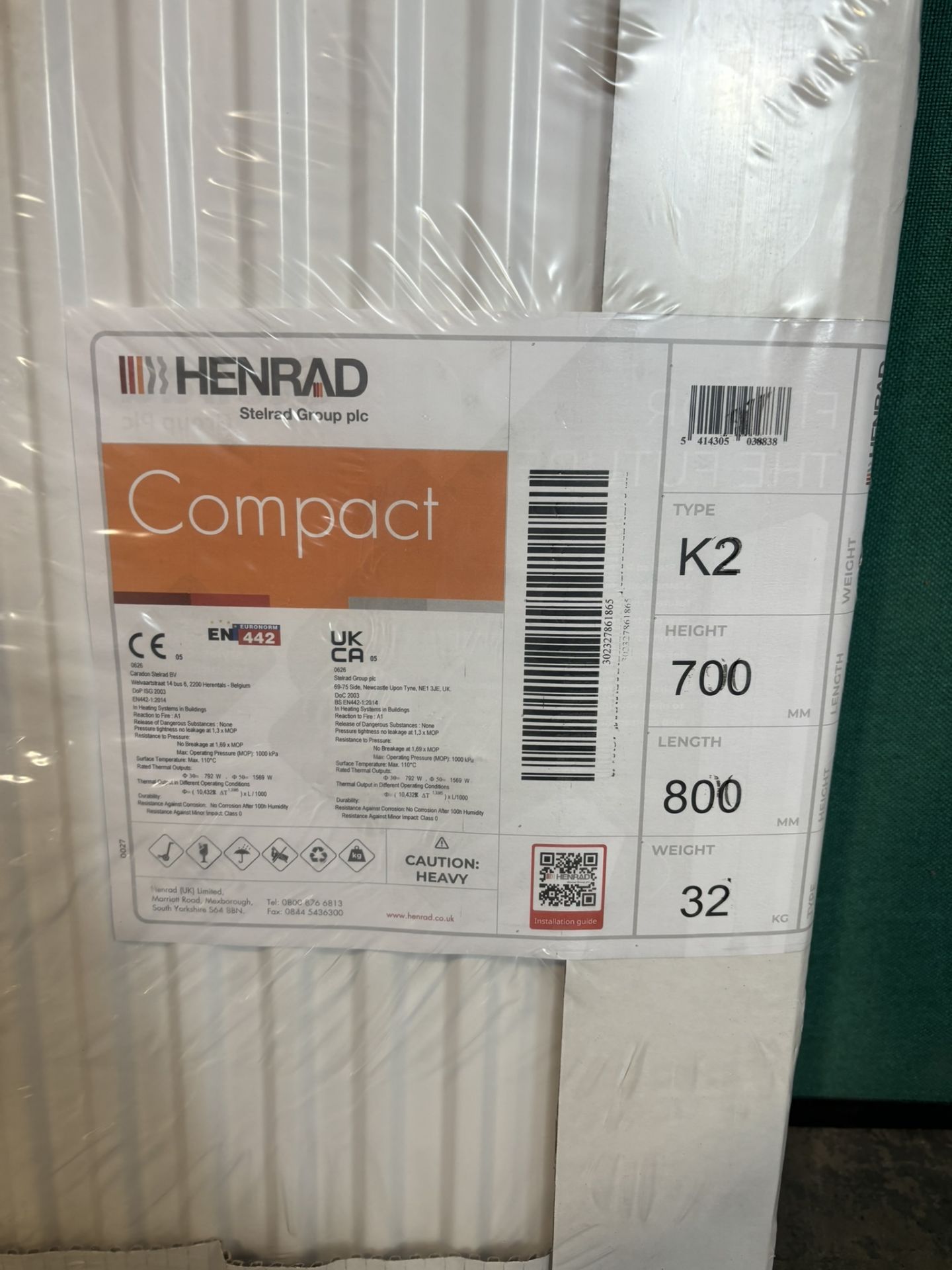 Henrad 700x800 Compact Type 22 Double Panel Double Convector Radiator - Image 2 of 2