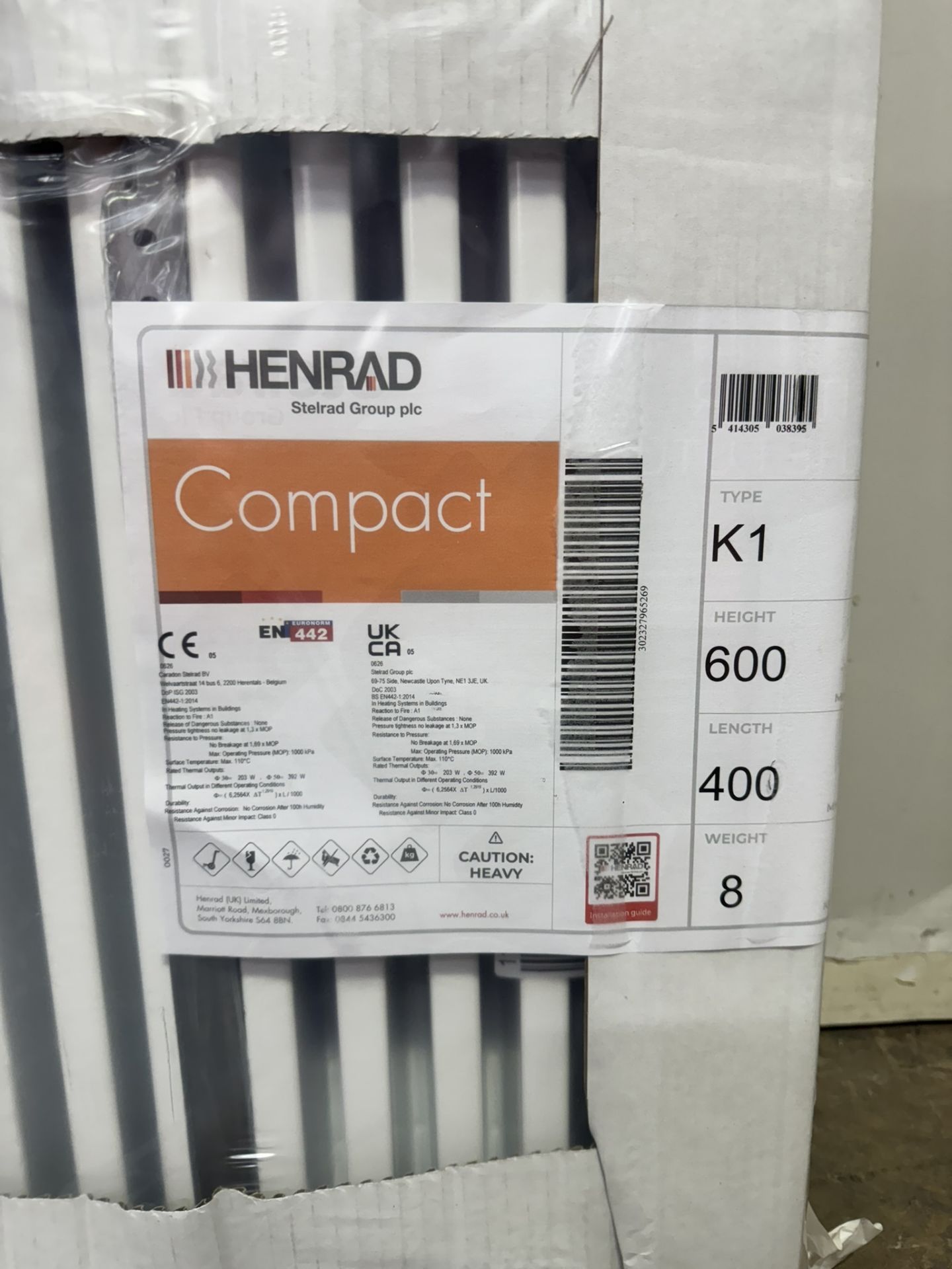 Henrad 600x400 Compact Type K1 Single Panel Convector Radiator - Bild 2 aus 2