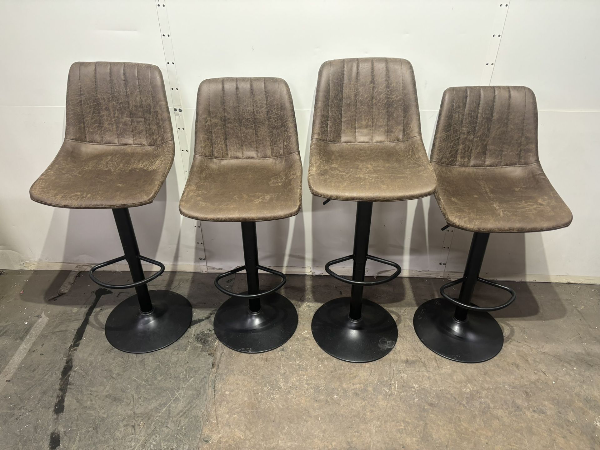 4 x Brown Adjustable Bar Stools