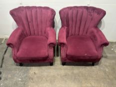 Set Of Burgundy Velvet Armchairs