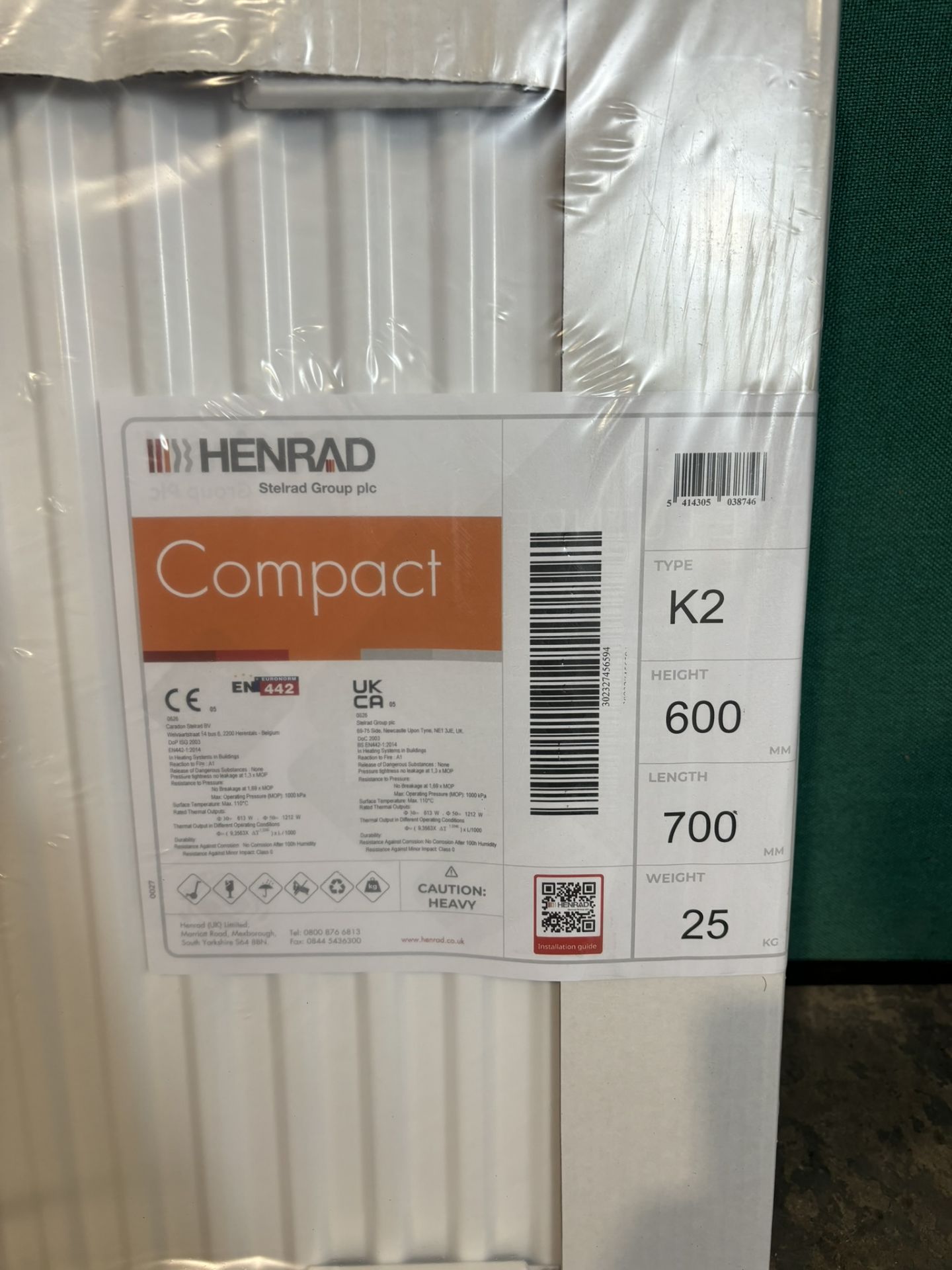 Henrad 600x1000 Compact Type 22 Double Convector Radiator - Bild 2 aus 3