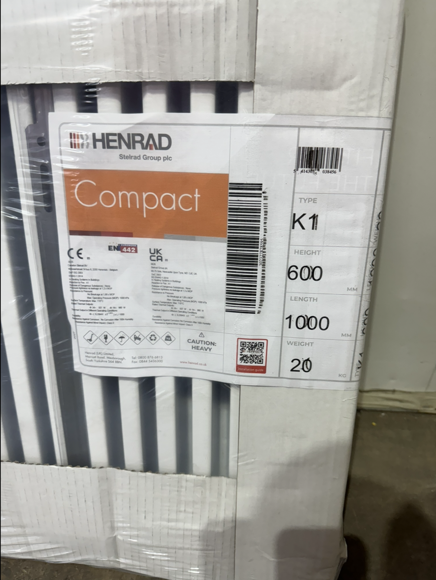 Henrad 600x1000 Compact Type K1 Single Convector Radiator - Bild 2 aus 2