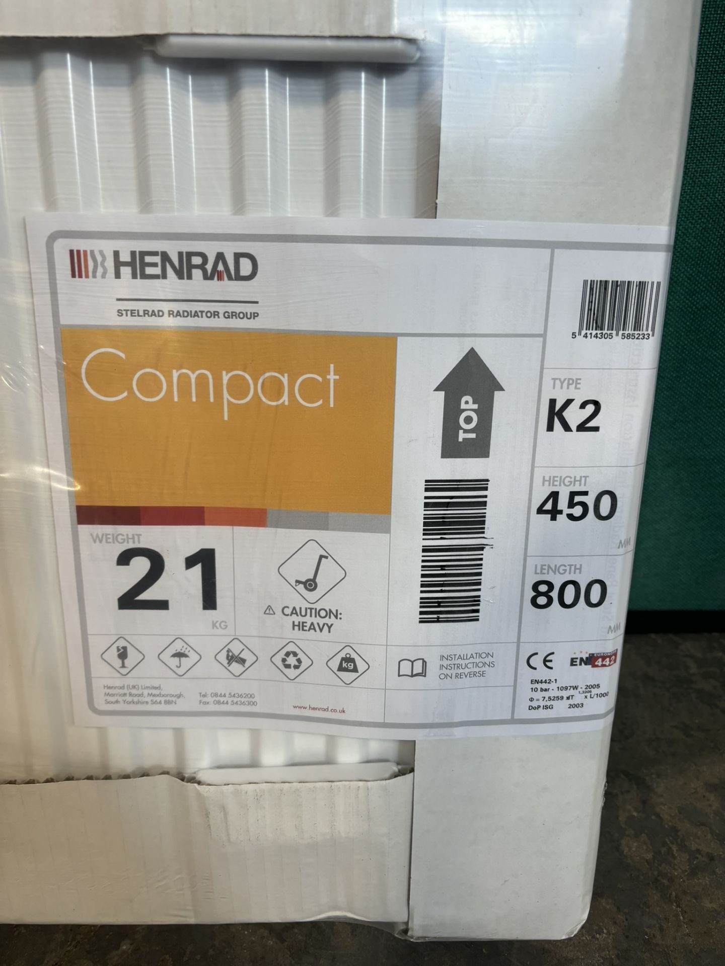 Henrad 450x800 Compact Type 22 Double Convector Radiator - Bild 2 aus 3