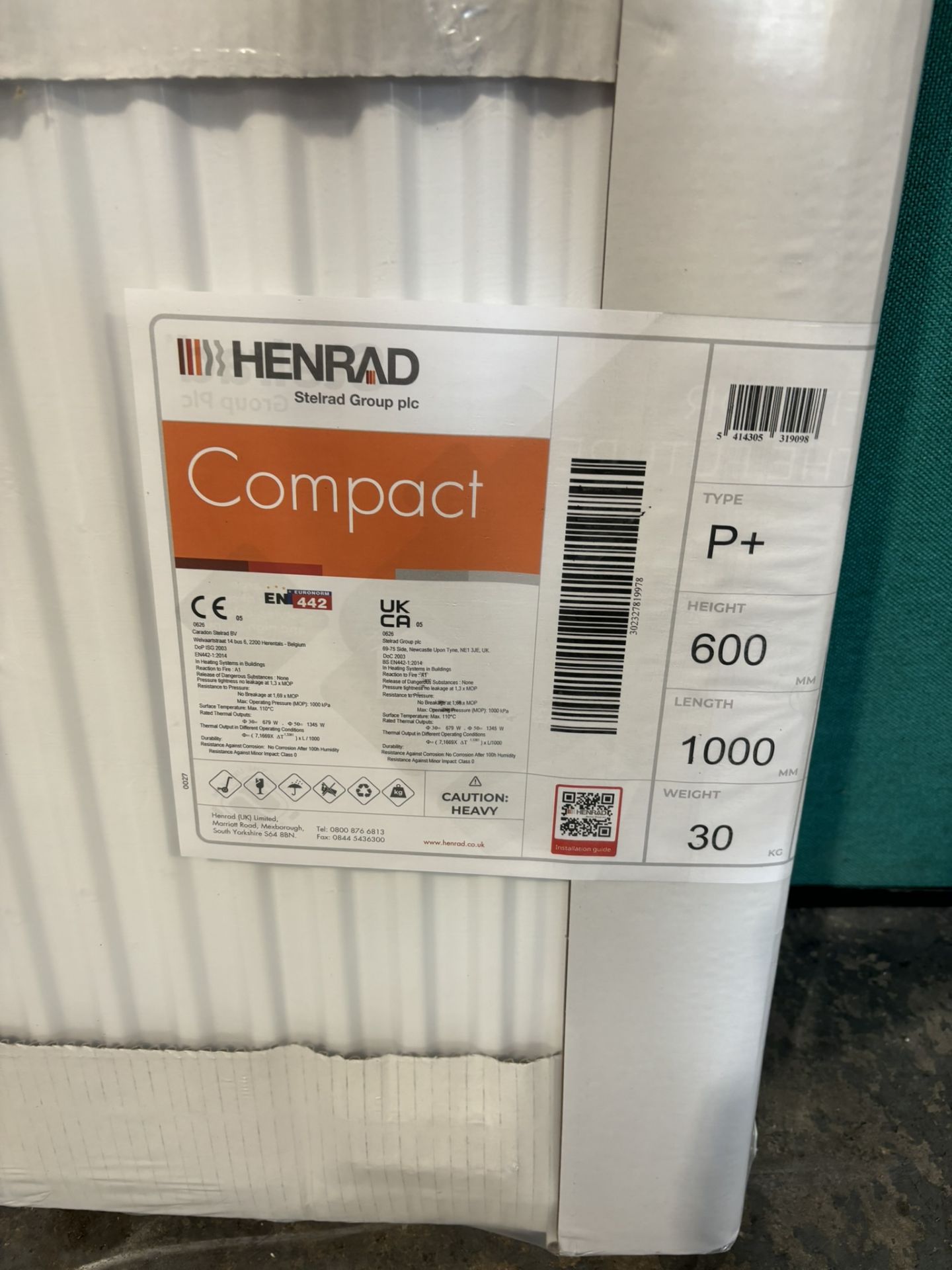 Henrad 600x1000 Compact Type 21 Double Panel Single Convector Radiator - Image 2 of 3