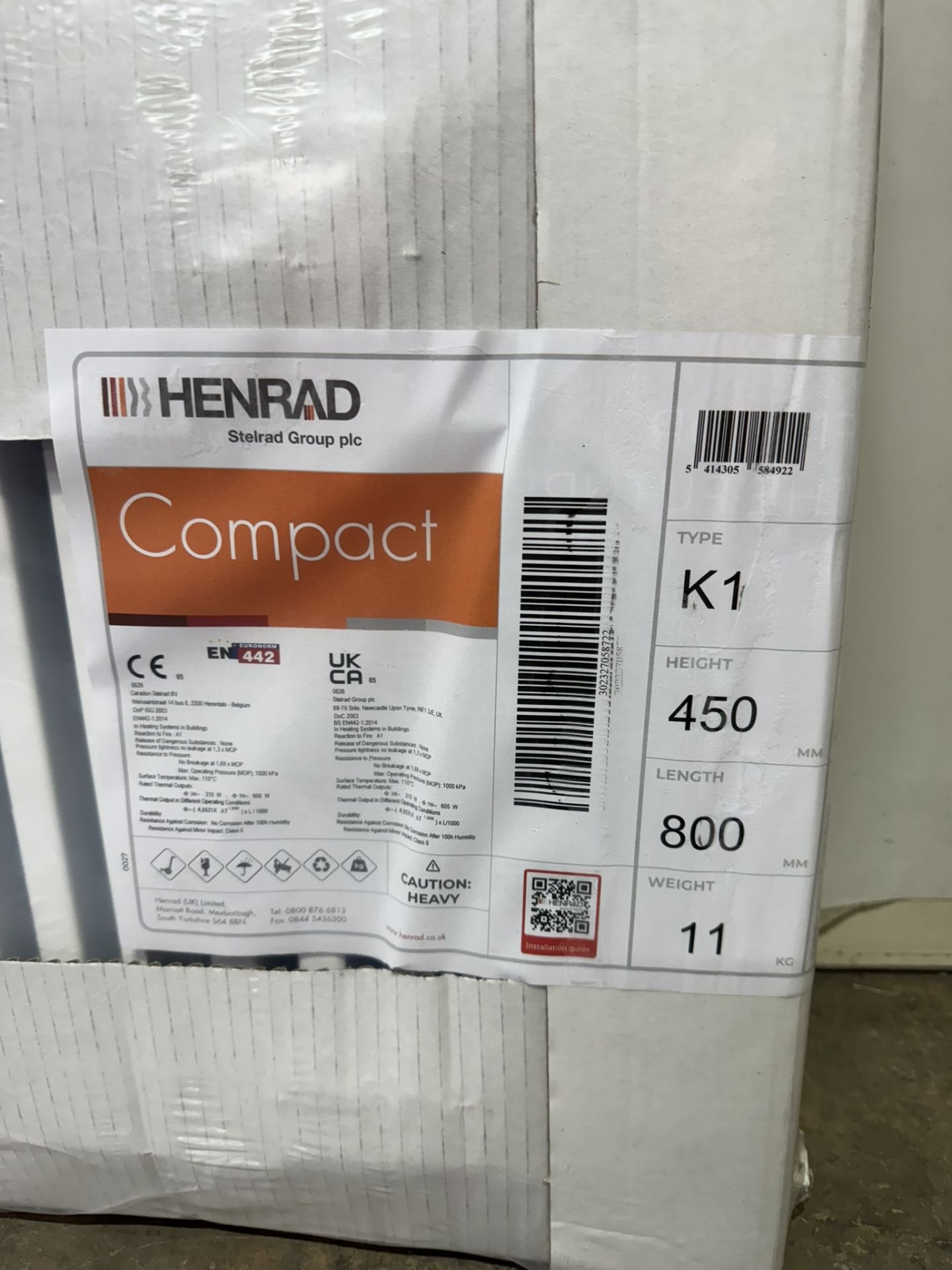 Henrad 450x800 Compact Type 11 Single Convector Radiator - Bild 2 aus 3