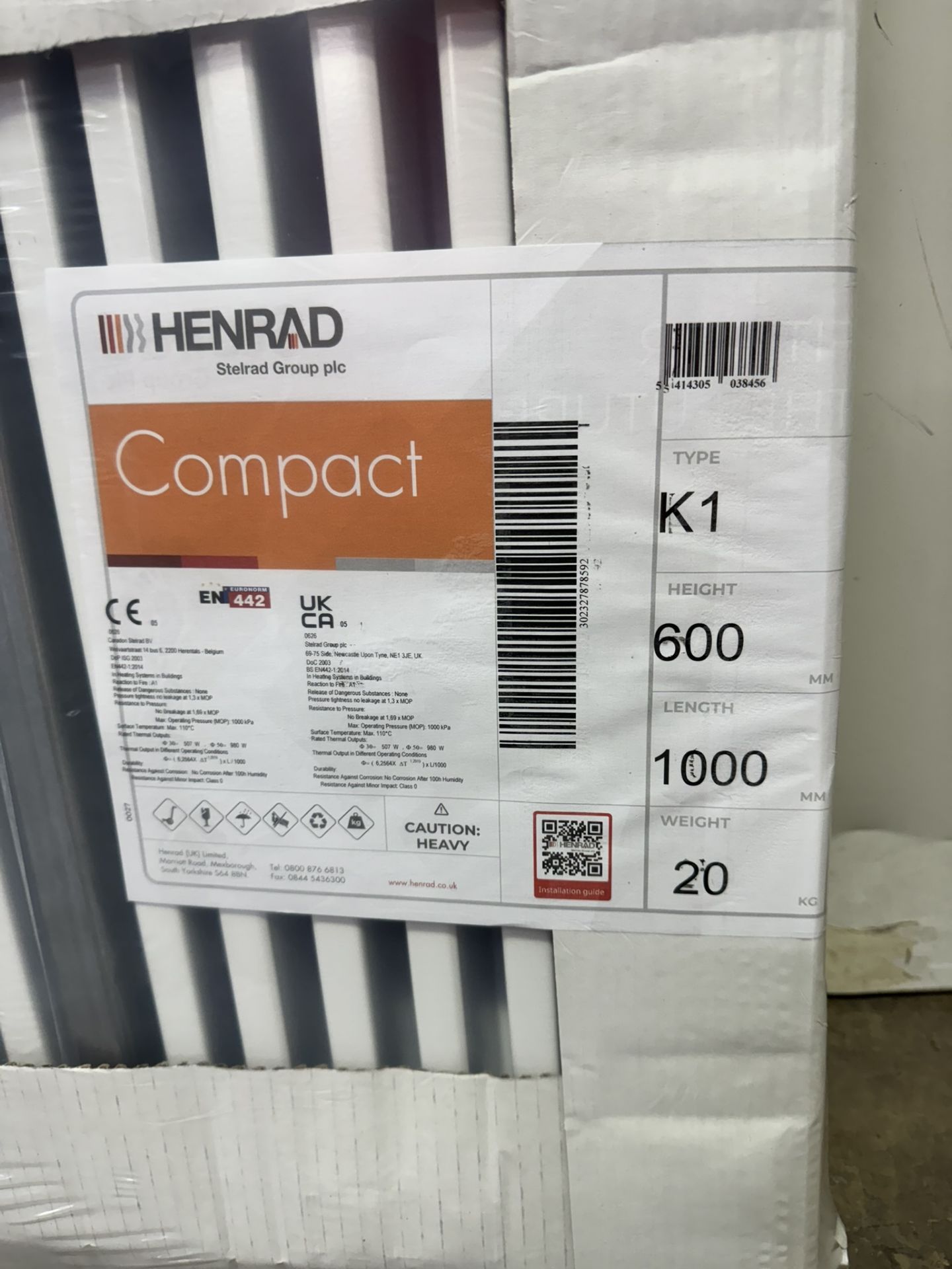 Henrad 600x1000 Compact Type K1 Single Convector Radiator - Bild 2 aus 2