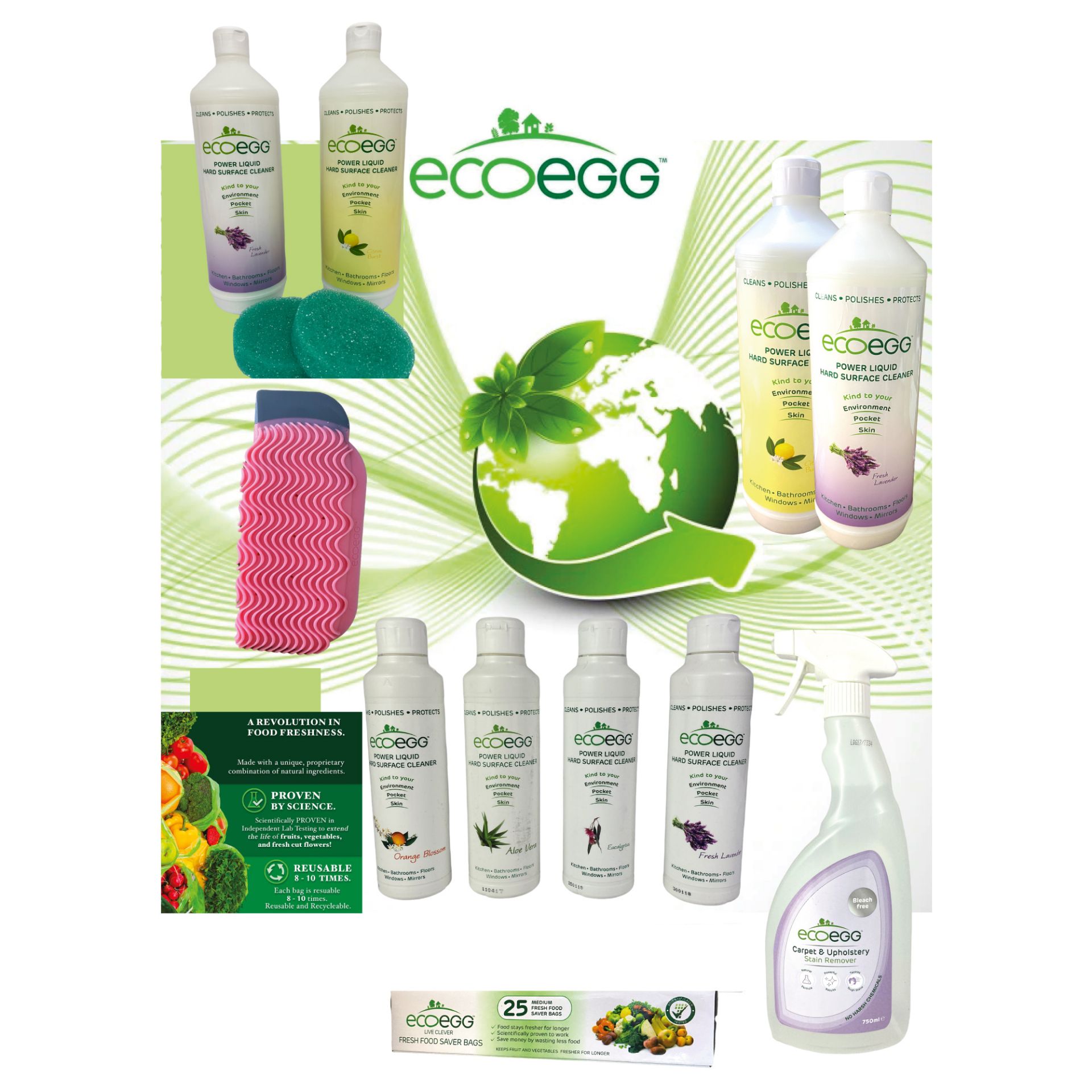 14,000 Units of Ecoegg Hard Surface Cleaner | Food Fresh Bags | Sponges and more | RRP £90,000+