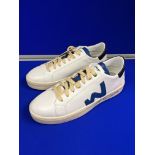 Womsh Vegan Leather Trainers - White/Blue - Size UK 7